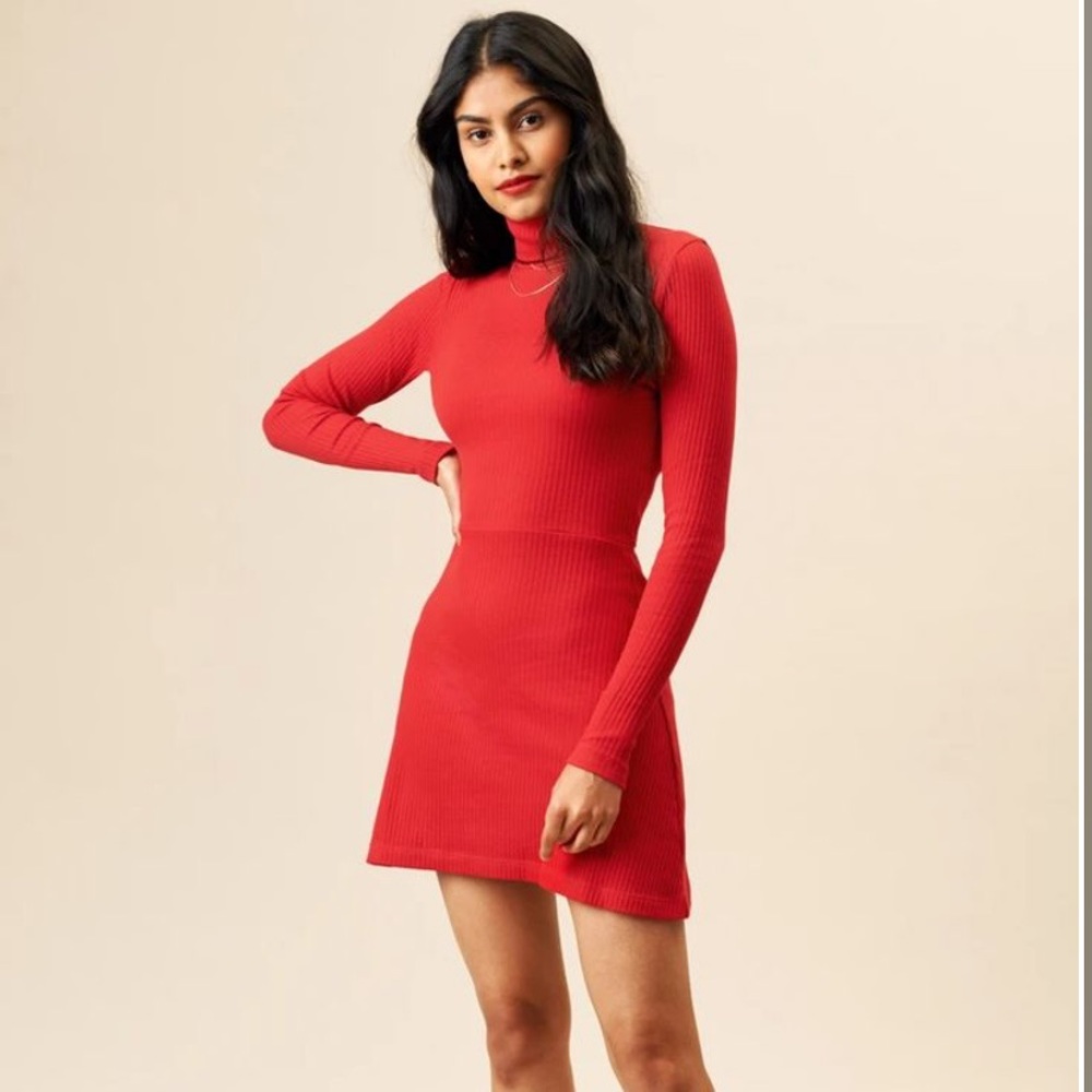 KOTN TurtleNeck Mini Dress Ribbed